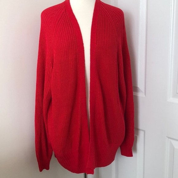 Urban Outfitters Red Knit Oversized Cardigan Sweater Small/Medium - Picture 1 of 9